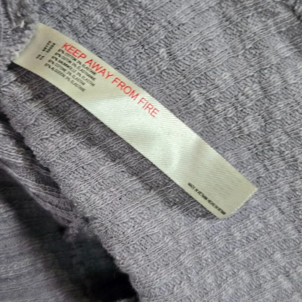 Free People Beach Oversized Assym, Thermal Waffle Knit 3/4 Length Slv Top, Lg - Picture 7 of 7